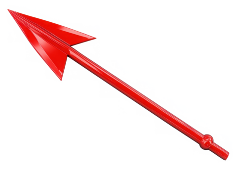 Red spear with sharp point on transparent background