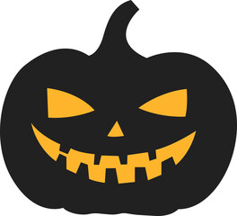 Spooky Jack-o'-Lantern: A black pumpkin carving with a classic eerie grin, perfect for Halloween celebrations and festive decorations.
