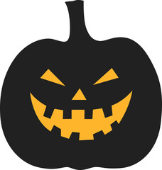 A festive Halloween pumpkin with a sinister carved face, set against a stark background, embodying the essence of spooky season.