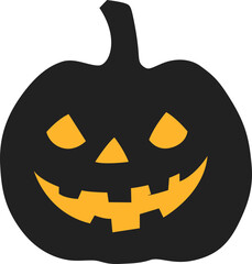 Spooky Halloween Jack-o'-Lantern with eerie glowing yellow eyes and a wide, toothy grin carved into a black pumpkin silhouette.
