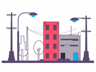 Naklejka premium vector illustration of an industrial building