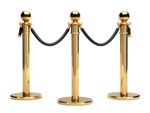 Gold Stanchions with Rope: Crowd Control Barrier Set