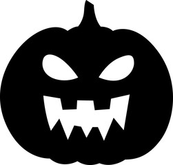 A spooky pumpkin silhouette with triangular teeth, glowing eyes, and a sinister smile. A Halloween classic, perfect for autumn.