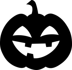 Halloween symbol: Silhouetted pumpkin with cut-out face design. Traditional, spooky, and festive graphic of seasonal celebration.