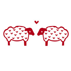 cute sheep, love , vector, illustration