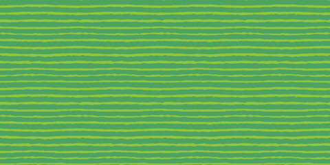 Horizontal striped seamless pattern with hand drawn pencil textured lines. Simple background with sketchy scribble stripes in green colors. Bright abstract vector seamless wallpaper.