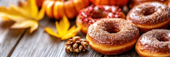 photo of delicious autumn donuts 