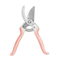 Watercolor Illustration of Pink Hand Pruners
