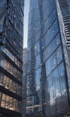 Fototapeta premium Modern skyscraper rising from foundation to gleaming glass facade, construction, skyline