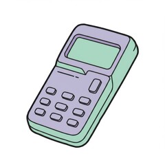 Retro Purple and Green Calculator Illustration