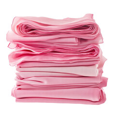 Stacked soft pink fabrics creating captivating textures and patterns, studio shot