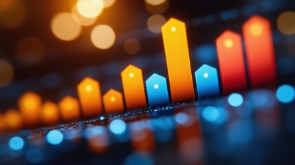 Chart of rising orange and blue values