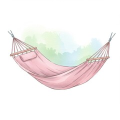 Pink Fabric Hammock Watercolor Illustration