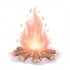 Warm Campfire with Pink and Orange Flames