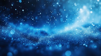 Mesmerizing blue abstract with dazzling light particles and bokeh effects