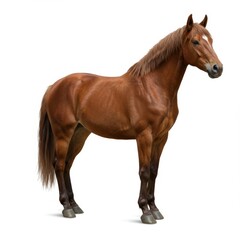 Obraz premium Brown Horse Portrait Against White Background