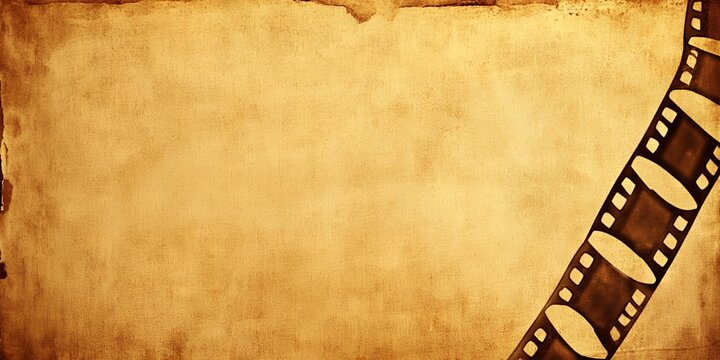 Vintage Film Reel on Aged Paper Background Perfect for Retro Design Projects Nostalgia Theme Cinematic Texture Old Movie Filmstrip