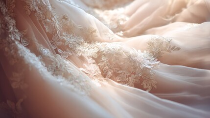 Fototapeta premium Premium close-up texture of luxurious wedding dress fabric