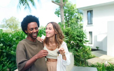 key house couple agent home business property real estate man mortgage contract apartment client rent loan realtor sale agreement buy businesswoman