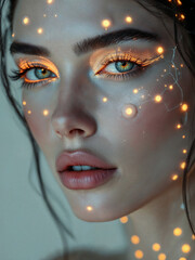 portrait of a woman with seamless cybernetic implants on her face