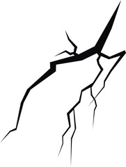 Cracked Surface: Abstract lines simulating a deep fissure or fracture in a dark, stark setting. A symbol of damage or fragility.