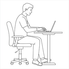 Person Working on Laptop Vector Illustration