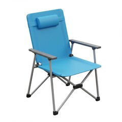 Blue Portable Folding Chair with Padded Headrest