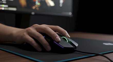 Gaming Mouse with RGB Lighting on Mouse Pad