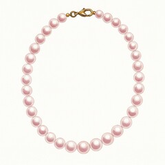 Naklejka premium Pink Pearl Necklace on White Background