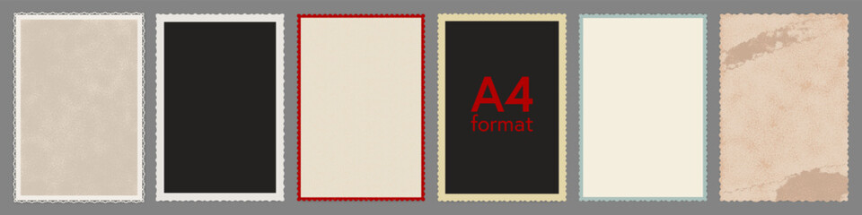 Vintage Old Textured Photo Paper A4 format. Grunge background. Vector isolated illustration