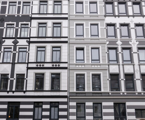 Fassade eines modernisierten Wohngebäudes in Kiel, Deutschland
