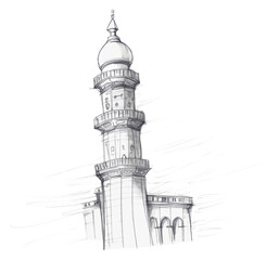 Obraz premium PNG Islam tower drawing sketch architecture.