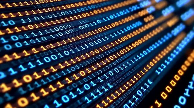 Dynamic Digital Binary Code Vibrant Technology Visual of Data and Numbers
