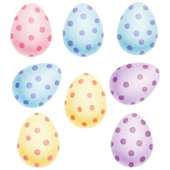 Fototapeta premium Pastel Polka Dot Easter Eggs Illustration