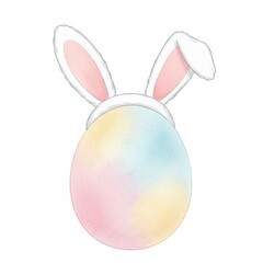 Fototapeta premium Pastel Watercolor Easter Egg with Bunny Ears