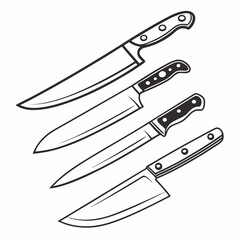 Kitchen knives vector icon set