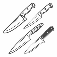 Kitchen knives vector icon set