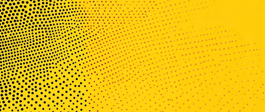 Yellow Texture with Gradient of Red and Black Dots, Halftone Pattern Backdrop