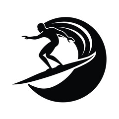 Surfer Riding a Wave Silhouette