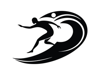 Surfer Silhouette Riding Ocean Wave