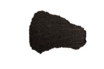 Torn black paper scrap with transparent background
