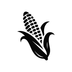 Obraz premium Silhouette and black corn vector illustration isolated on white background