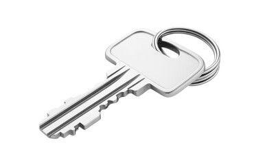 Detailed Silver Key Isolated on Transparent Background for Security and Access Symbolism