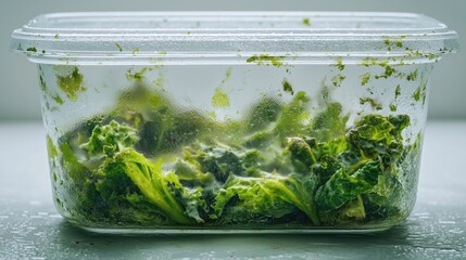 Wilted Greens in Salad Container