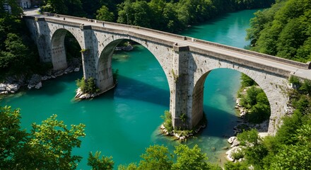 Fototapeta premium Bridge Over Turquoise River