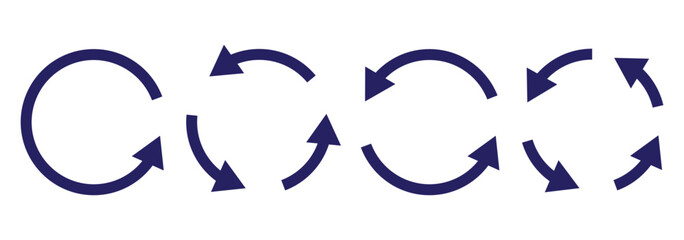 Circle arrows icon set. Round reload sign, repeat icon, refresh icon, rotate arrow icon sign and symbol, Vector illustration. blue circlr arrow set.