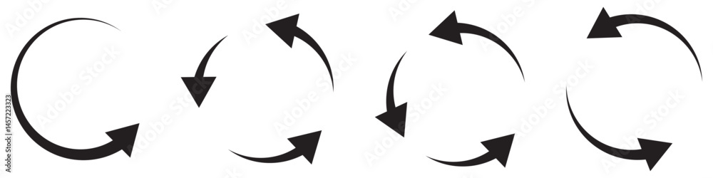 Poster circle arrow icon set. circular arrow icon, refresh, reload, rotation. green recycle vector icon sym
