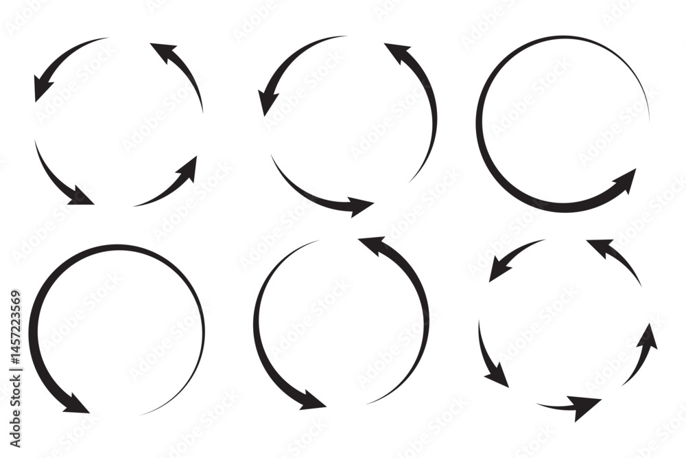 Poster circle arrow icon set. circular arrow icon, refresh, reload, rotation. green recycle vector icon sym