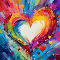 Colorful Painterly Heart Illustration with Abstract Strokes