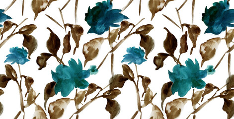 Seamless watercolor flower pattern. Abstract pattern. Textile print pattern 